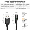 360 Rotation Data Transfer 5A Quick Fast Magnetic Charging Cable For Micro USB Phone Magnet Charger Wire